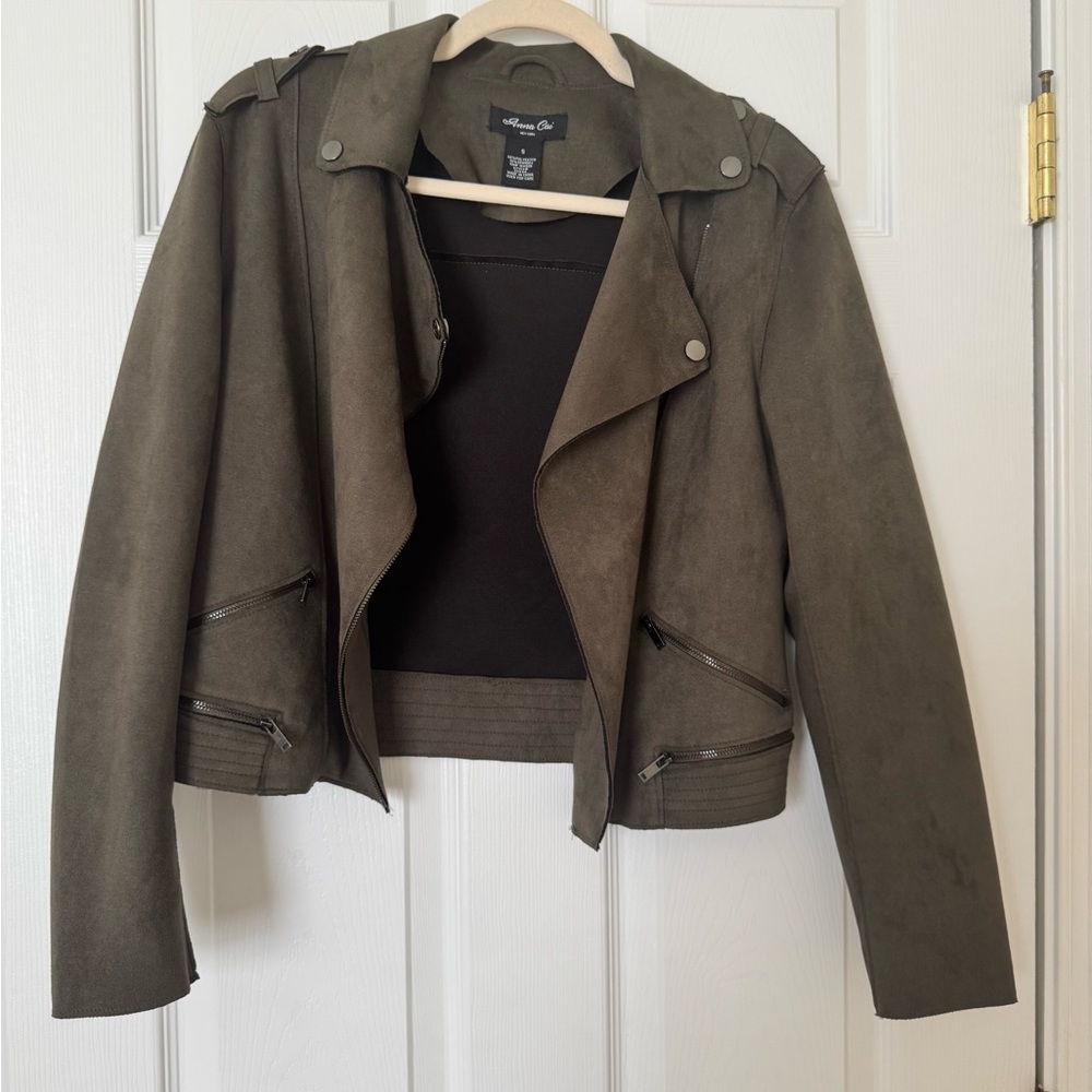Lulus olive green suede jacket